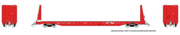 Rapido Trains 147001-1  Marine Industries Bulkhead Flatcar: CP Rail - Action Red #317000