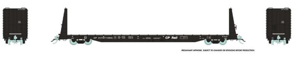 Rapido Trains 147002-1  Marine Industries Bulkhead Flatcar: CP Rail -Black #317410