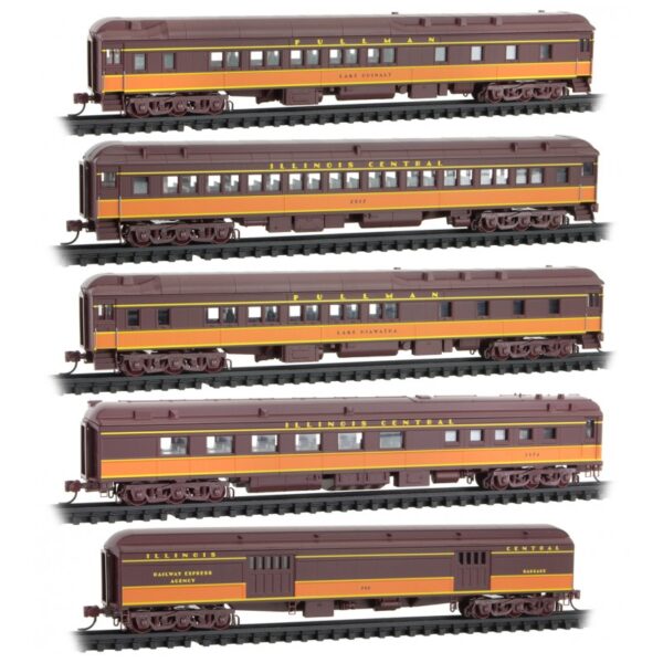 Micro Trains Line 99301791    5- Car Set Heavyweight Coach, Illinois Central