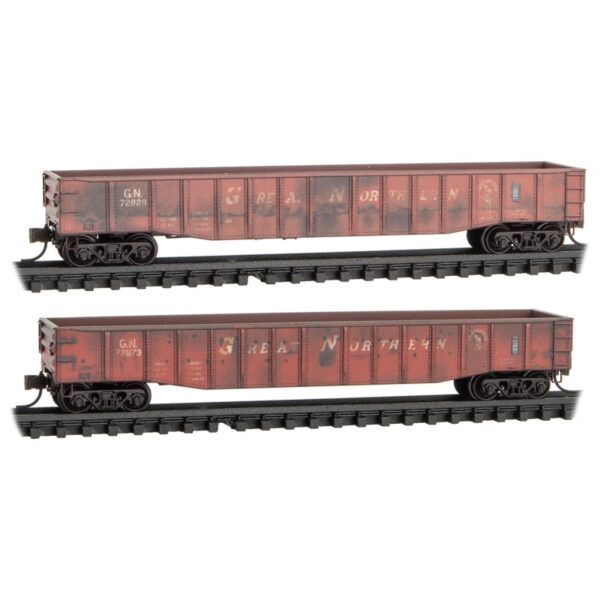 Micro Trains 99306001    2-pk Weathered Gondolas, Great Northern