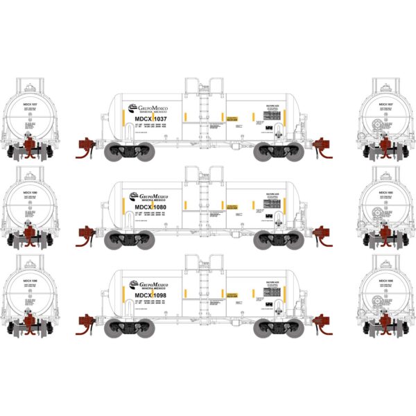 Athearn 15312  13,600-Gallon Acid Tank, MDCX #1037, 1080, 1098 (3 Pack)