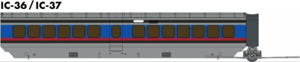 Rapido Trains 203102  UAC TurboTrain Additional Coach: Penn Central/DOT
