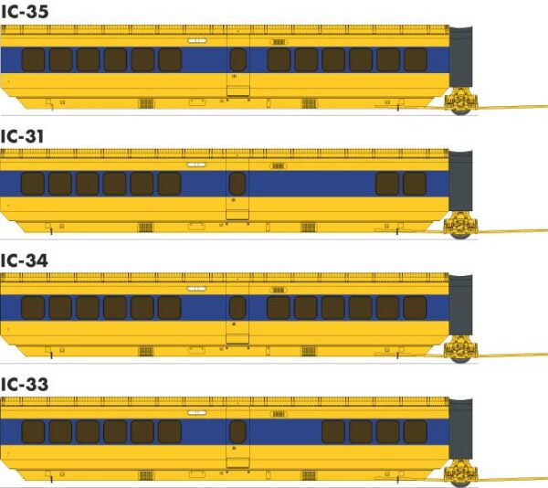 Rapido Trains 203107  UAC TurboTrain Completion Pack, VIA Set #2 #263-257-254 + IC-34 #264