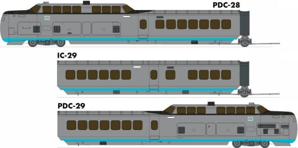 Rapido Trains 203501  UAC TurboTrain 3-Car Set, UAC/DOT  #ETU-2 (DC/DCC/Sound)