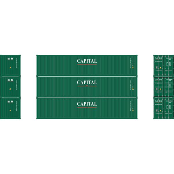 Athearn 16385  40' Low Cube Container, CLHU #1 (3 Pack)