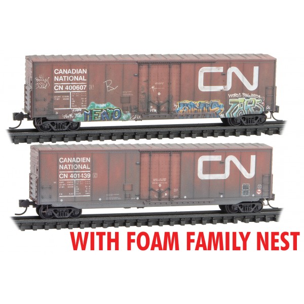 Micro Trains 99305017   50' Boxcar w/8' Plug Door 2-Pack, Canadian National #400607, 401439