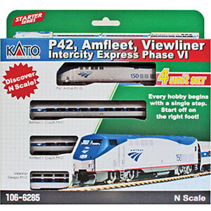 Kato 106-6285  4-car set P42 Amfleet viewliner intercity express PHVI, Amtrak