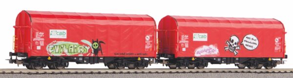 Piko 58257   2-pcs Sliding Tarp Wagon w/graffiti, NS