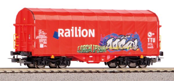 Piko 58981   Sliding Tarp Wagon w/graffiti Railion, NS