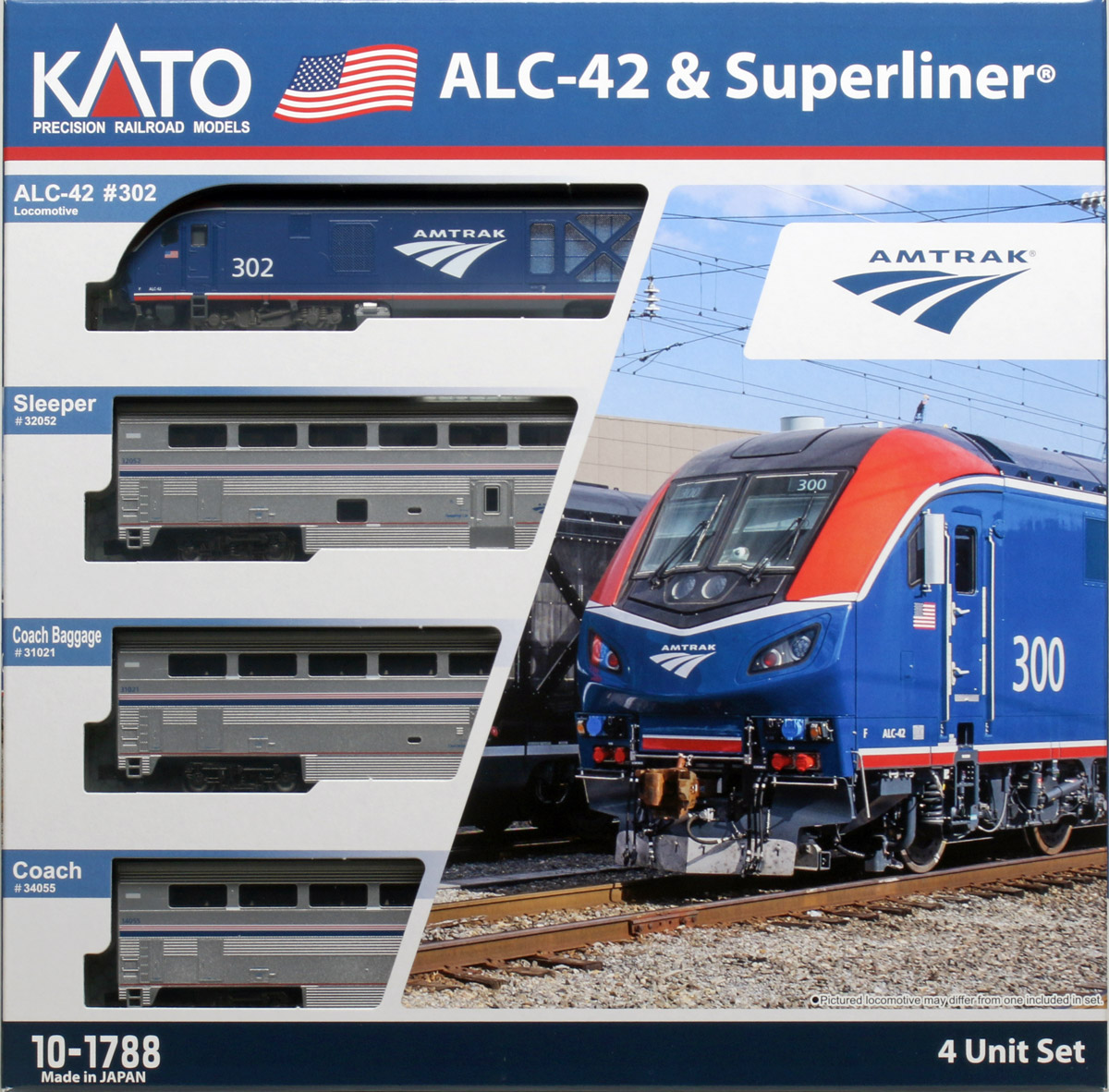 Kato 10-1788  N Amtrak ALC-42 & Superliner Phase VI 4-Unit "Starter Series" Set #302