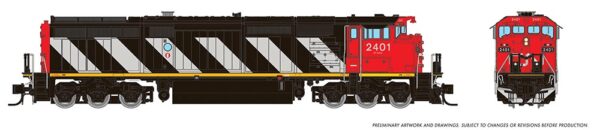 Rapido Trains 540033  N Scale Dash 8-40CM, CN - Stripes Scheme: #2401