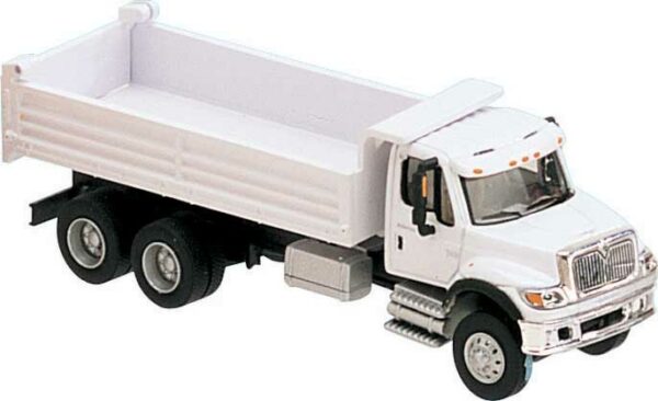 Walthers SceneMaster 11660  International 7600 3-Axle Heavy-Duty Dump Truck, White, Railroad Maintenance-of-Way Logo