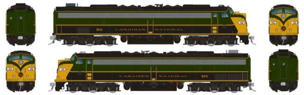 Rapido Trains 28315 EMD E8A + E8A w/HEP, CN - Green & Gold #102/103