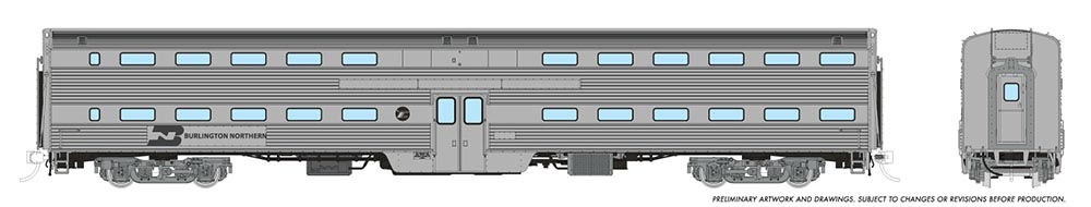 Rapido Trains 145003  Gallery Commuter Car: Burlington Northern Coach: Unnumbered