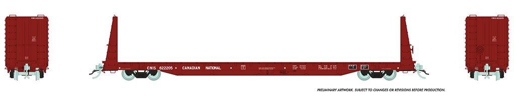 Rapido Trains 147004-1  Marine Industries Bulkhead Flatcar: CNIS - Mineral Brown #621003