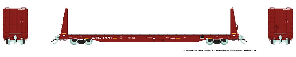 Rapido Trains 147008-5  Marine Industries Bulkhead Flatcar: BNSF Railway (Mineral Brown) #545822