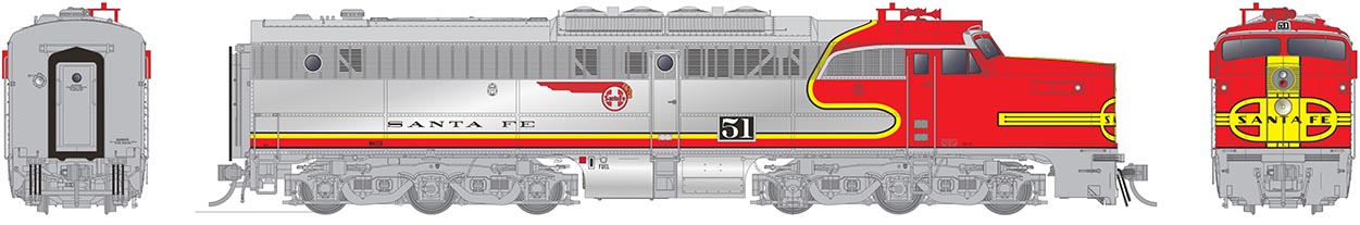 Rapido Trains 23045  PA-1, AT&SF (Repowered): #51L