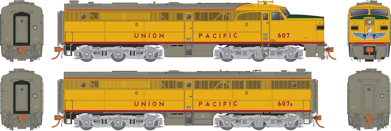 Rapido Trains 23066  PA-1 + PB-1, Union Pacific: #607 + 607B