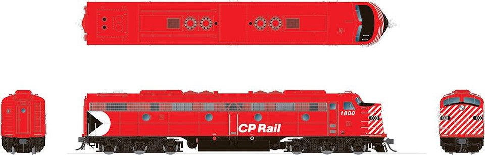 Rapido Trains 28015  EMD E8A, CP Rail - Action Red 5" Stripes #1801