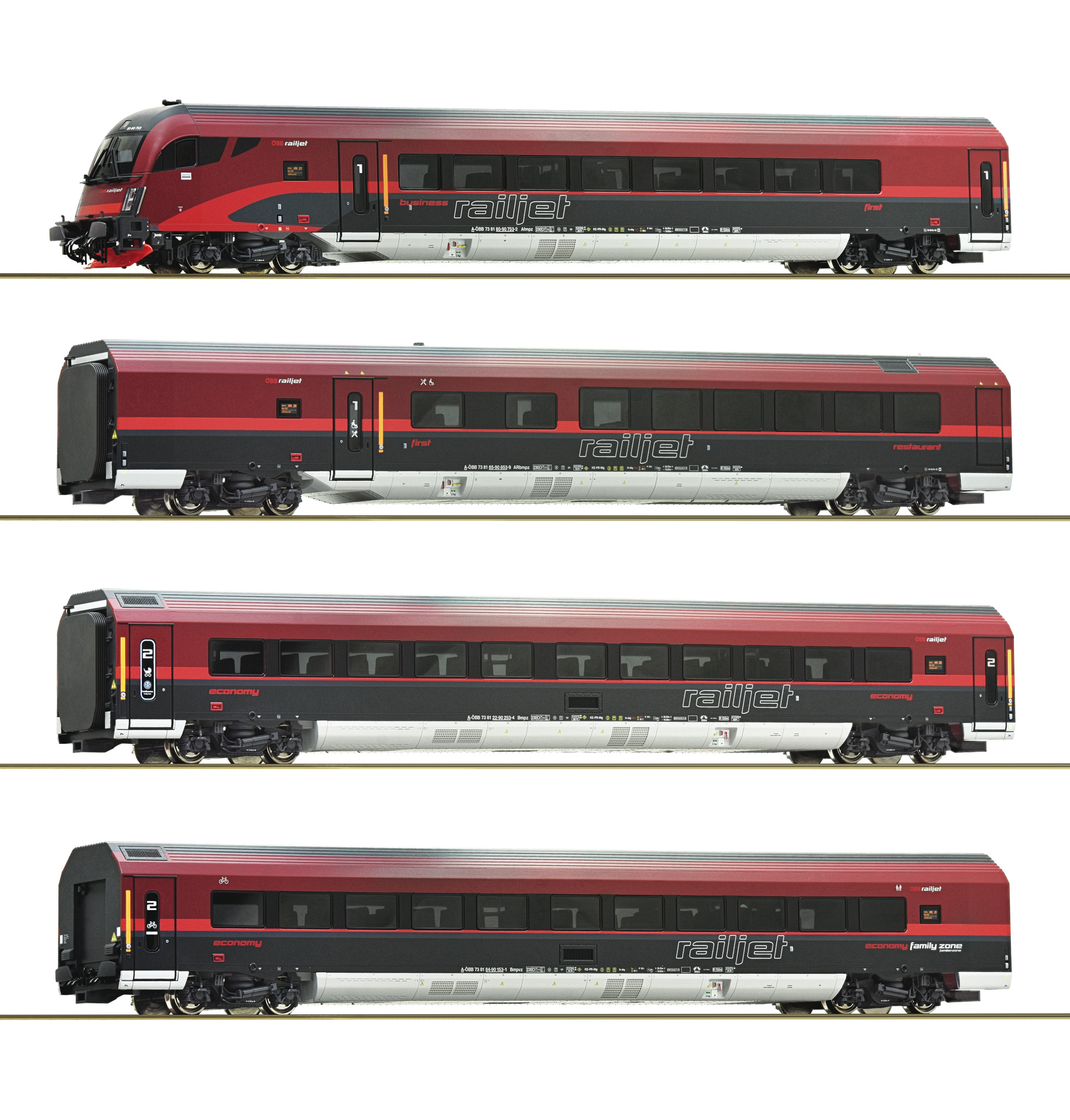 Roco 74038   4 piece set: Railjet, ÖBB