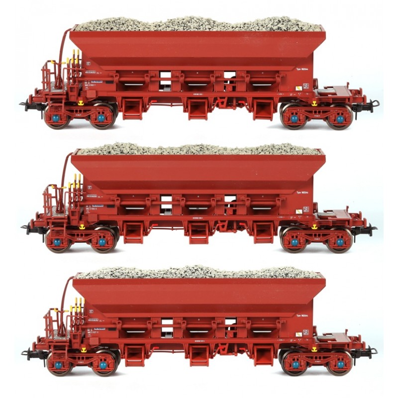 B-Models VB84010   3-pcs set Tremie ballast wagons (loaded), SNCB