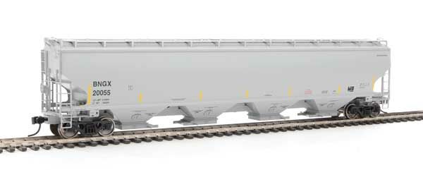 WalthersProto 105843  HO 67' Trinity 6351 4-Bay Covered Hopper, Bunge Corporation BNGX #20055 (gray, Yellow Conspicuity Stripes)