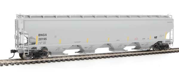 WalthersProto 105844  HO 67' Trinity 6351 4-Bay Covered Hopper, Bunge Corporation BNGX #20195 (gray, Yellow Conspicuity Stripes)