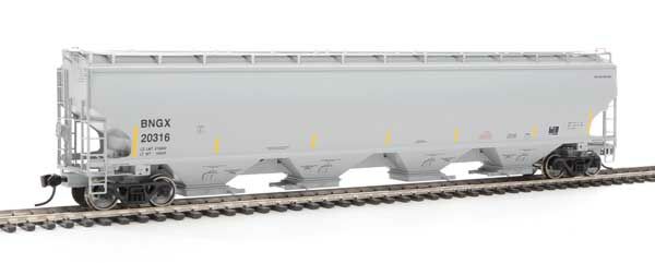 WalthersProto 105846  HO 67' Trinity 6351 4-Bay Covered Hopper, Bunge Corporation BNGX #20316 (gray, Yellow Conspicuity Stripes)