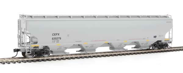WalthersProto 105852  HO 67' Trinity 6351 4-Bay Covered Hopper, CIT Group-Capital Finance, Inc. CEFX #635279 (gray, Yellow Conspicuity Stripes