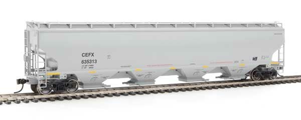 WalthersProto 105853  HO 67' Trinity 6351 4-Bay Covered Hopper, CIT Group-Capital Finance, Inc. CEFX #635313 (gray, Yellow Conspicuity Stripes