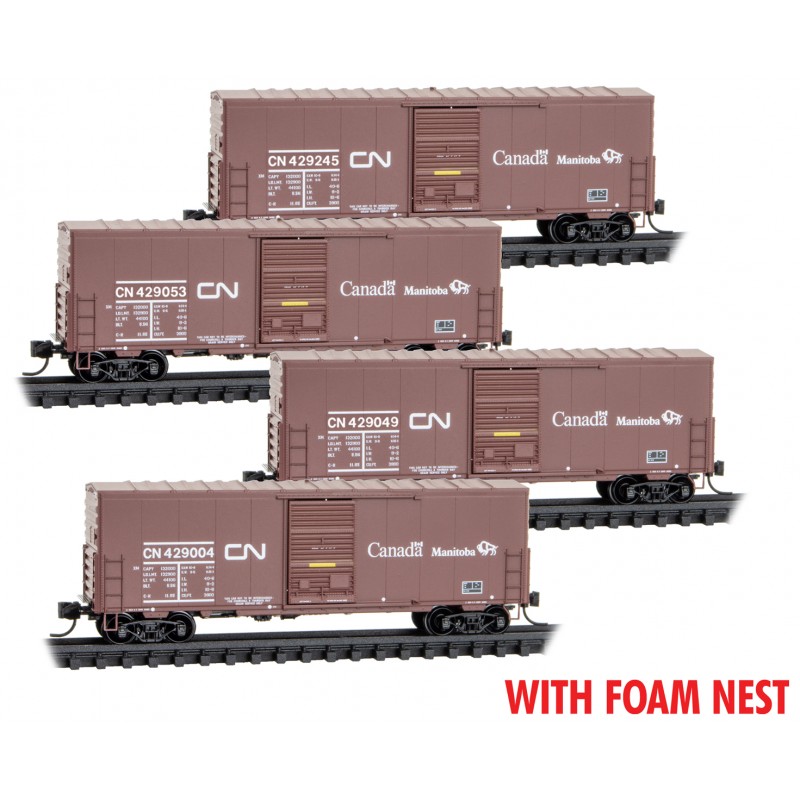 Micro Trains 99300214    N 4-pk Boxcars, CN Buffalo #429004, 429049, 429053, 429245