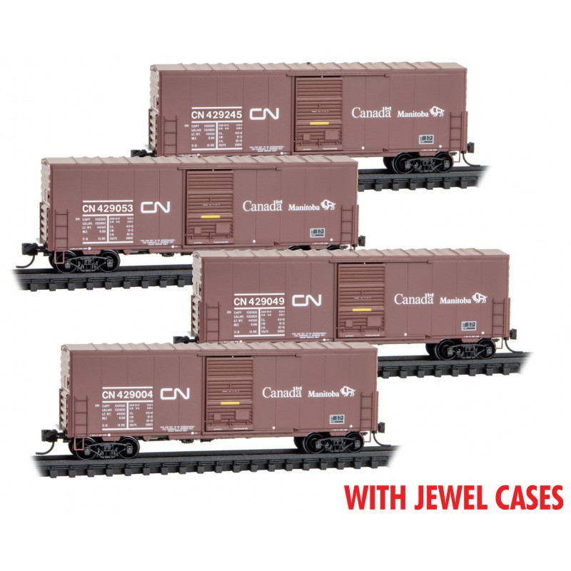 Micro Trains 98300214    N 4-pk Boxcars, CN Buffalo #429004, 429049, 429053, 429245