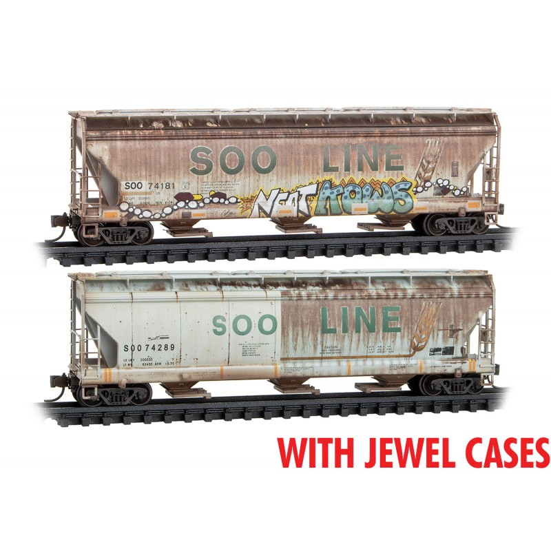 Micro Trains 98305047    N 3-Bay ACF Covered Hopper, Soo Line #74289, 74181