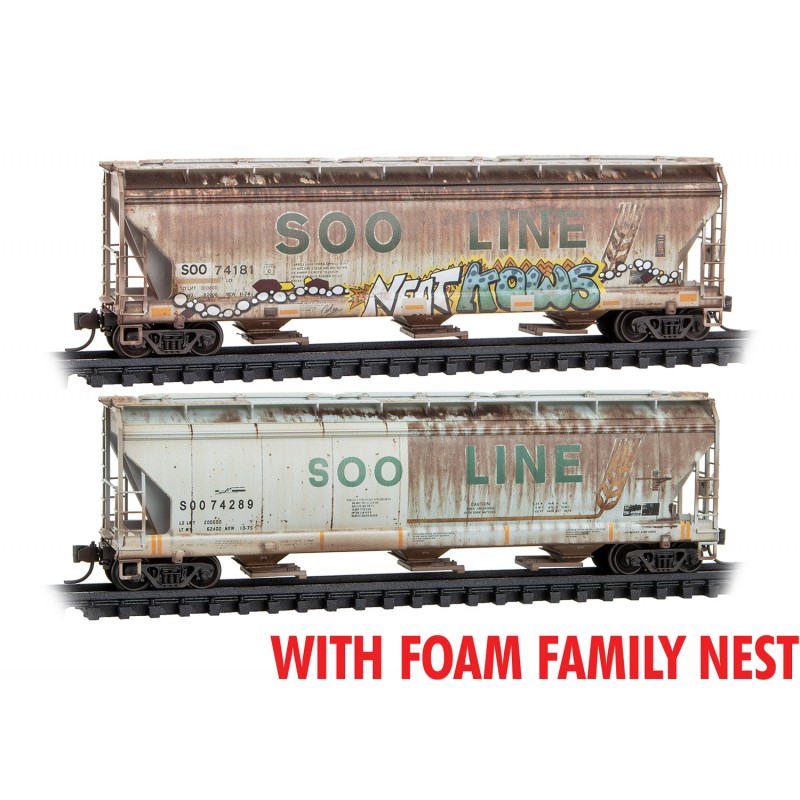 Micro Trains 99305047    N 3-Bay ACF Covered Hopper, Soo Line #74289, 74181