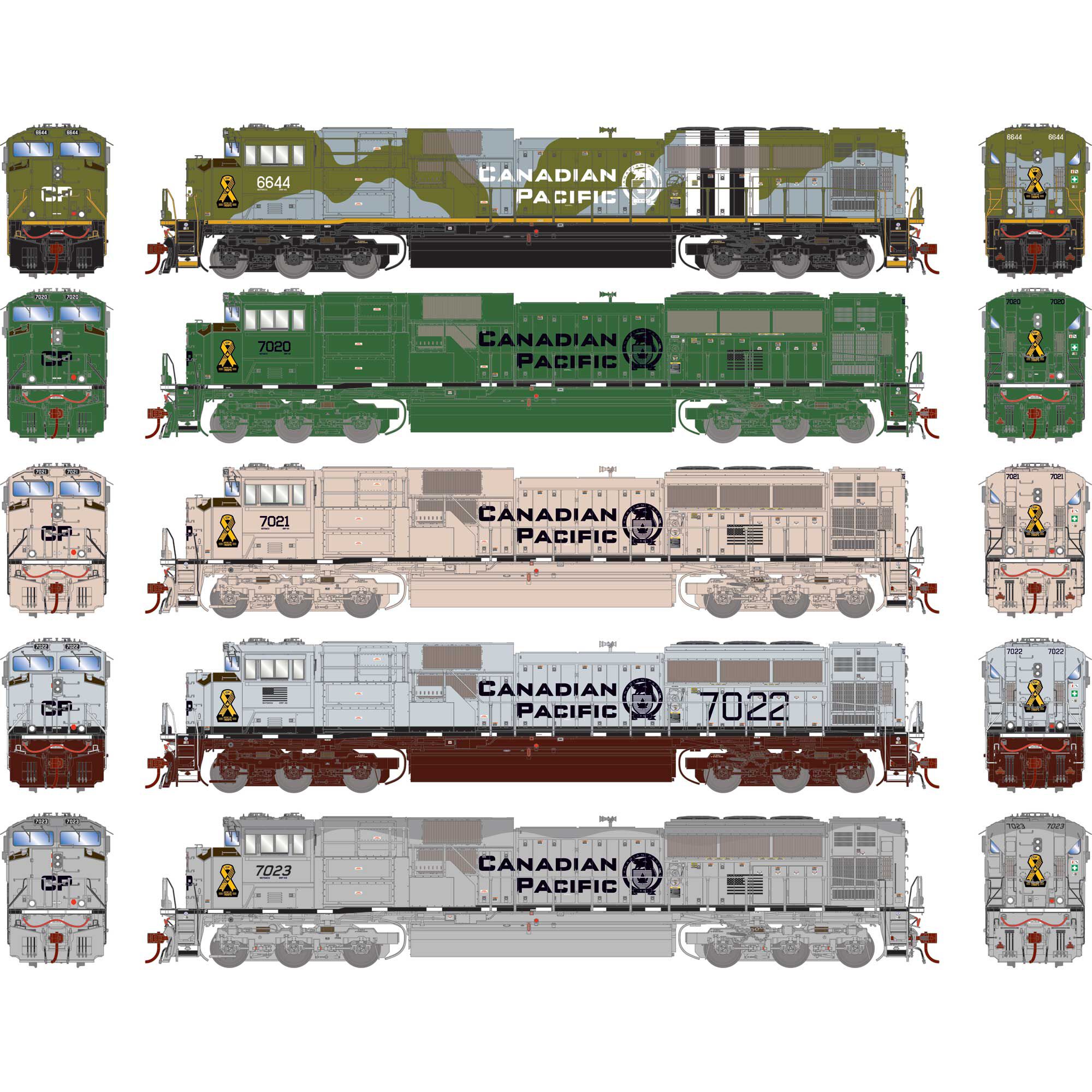 Athearn Genesis 1145   HO GEN EMD SD70ACU Locomotive, CP Military Tribute Set #6644/7020/7021/7022/7023