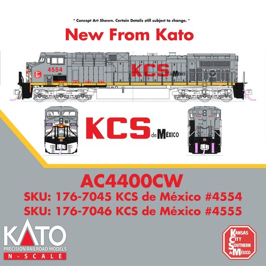 Kato 176-7045  N GE AC4400CW KCS de Mexico #4554
