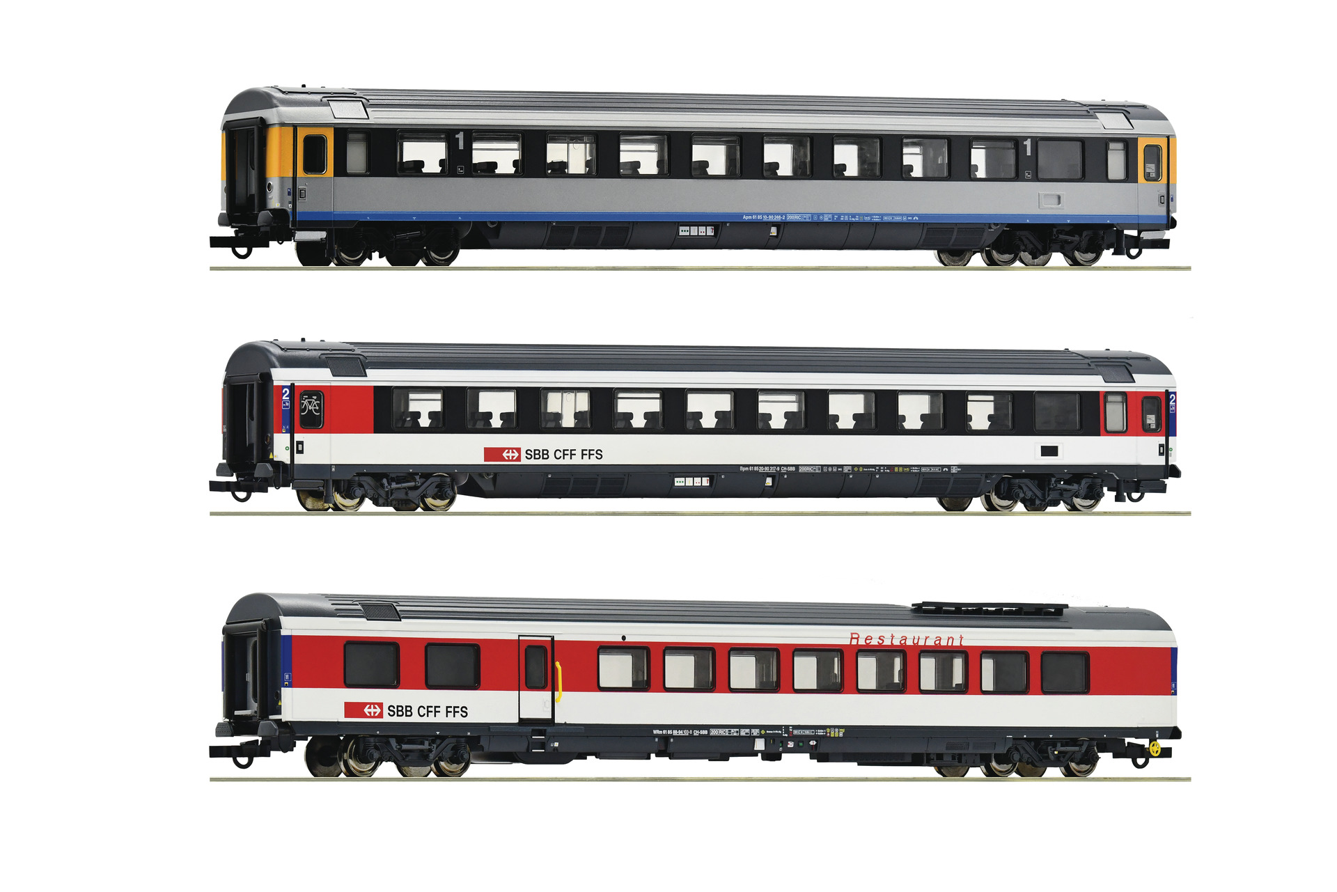Roco 74021   3 piece set (1): EuroCity coaches EC 7, SBB