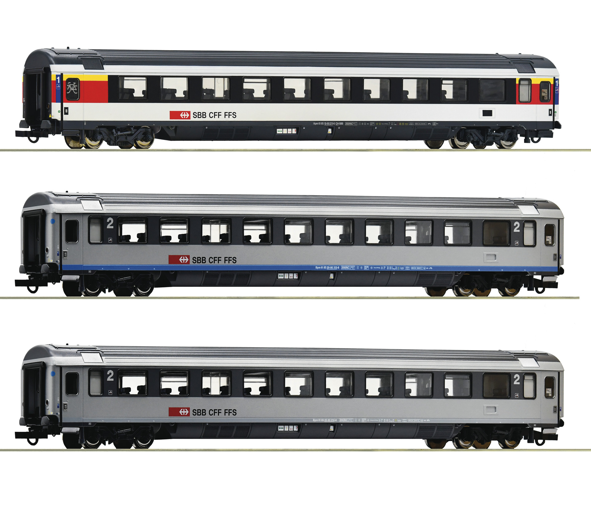 Roco 74022   3 piece set (2): EuroCity coaches EC 7, SBB