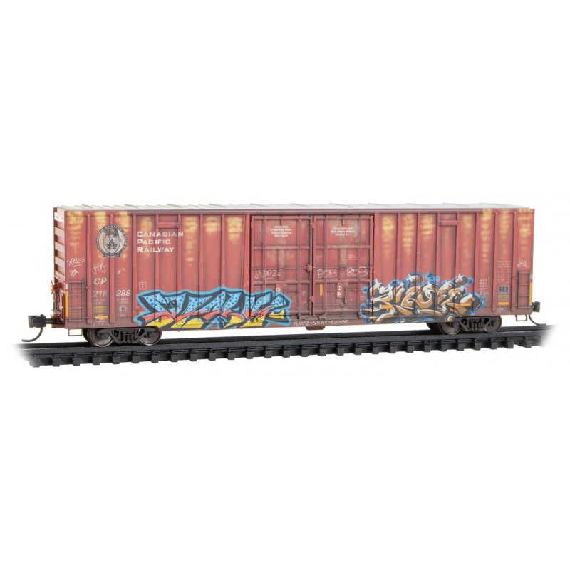 Micro Trains 12344073   60' Rib Side, Double Plug Door High-Cube, Canadian Pacific #218288 weathered