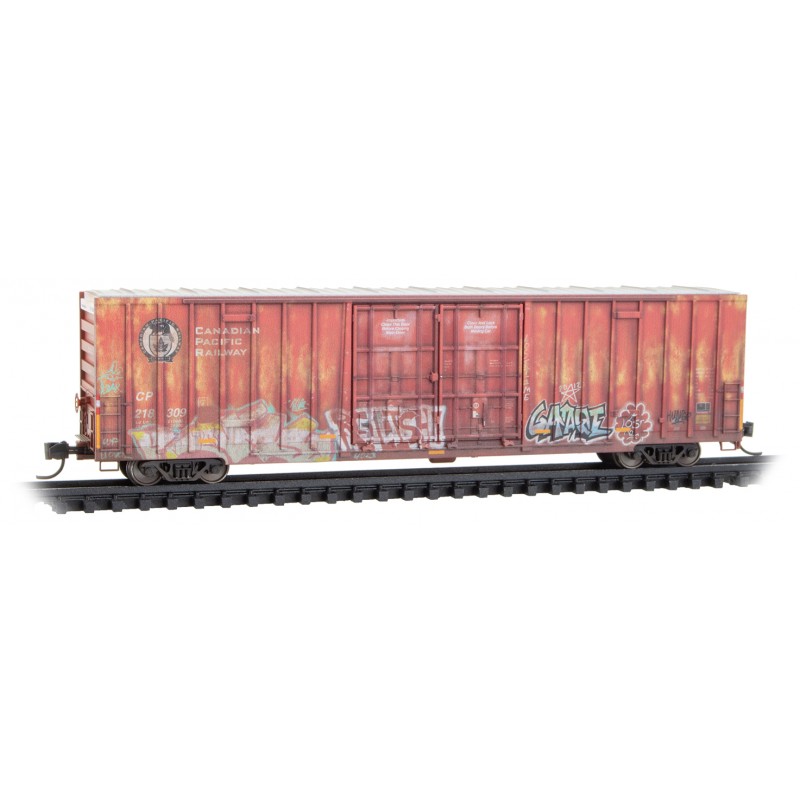 Micro Trains 12345073   60' Rib Side, Double Plug Door High-Cube, Canadian Pacific #218309 weathered