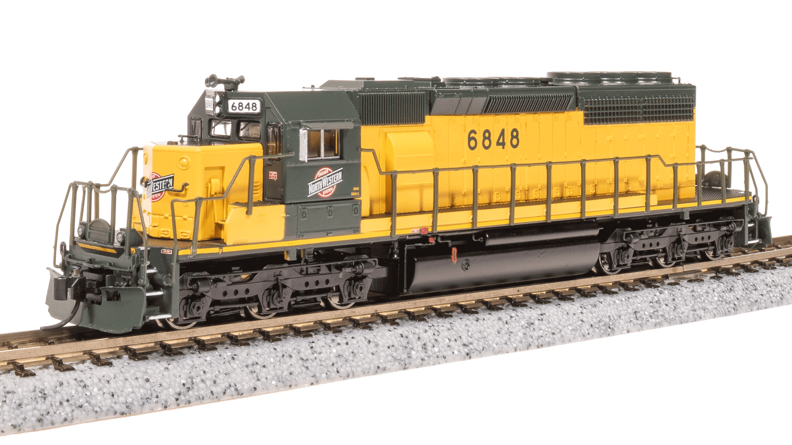 Broadway Limited Imports 9953 N EMD SD40-2, CNW #6848, Green & Traditional Yellow