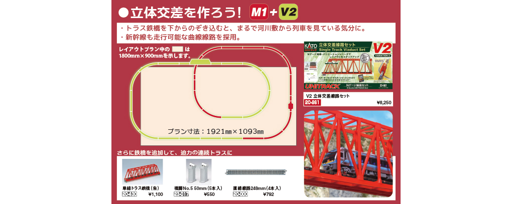 Kato 20861  N V2 Single Track Viaduct Set