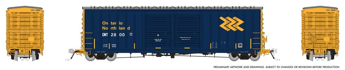 Rapido Trains 170009-1  HO PC&F B-70-69 Boxcar, Ontario Northland #2800