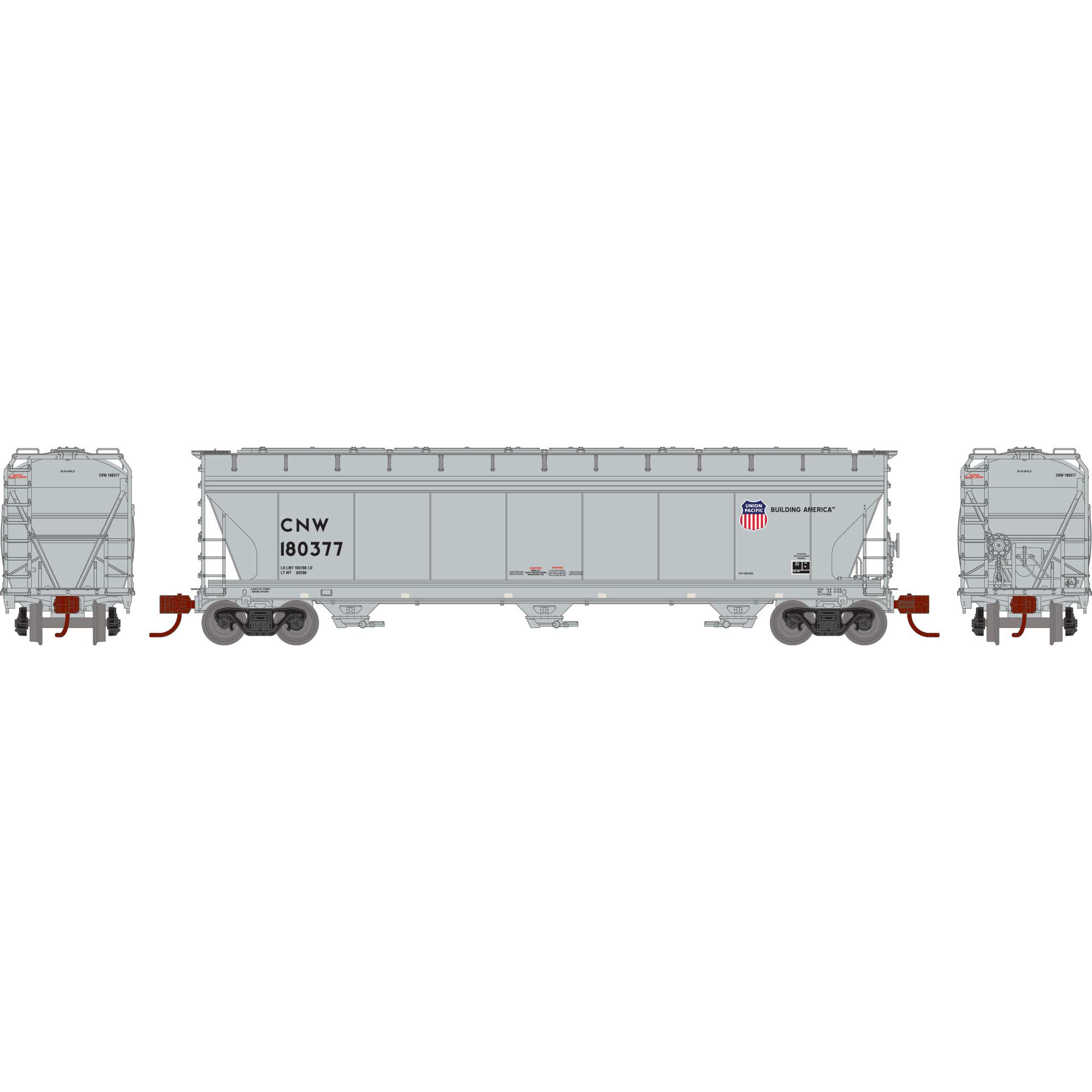 Athearn 12948  N ACF 4600 3-Bay Center Flow Hopper, C&NW #180337