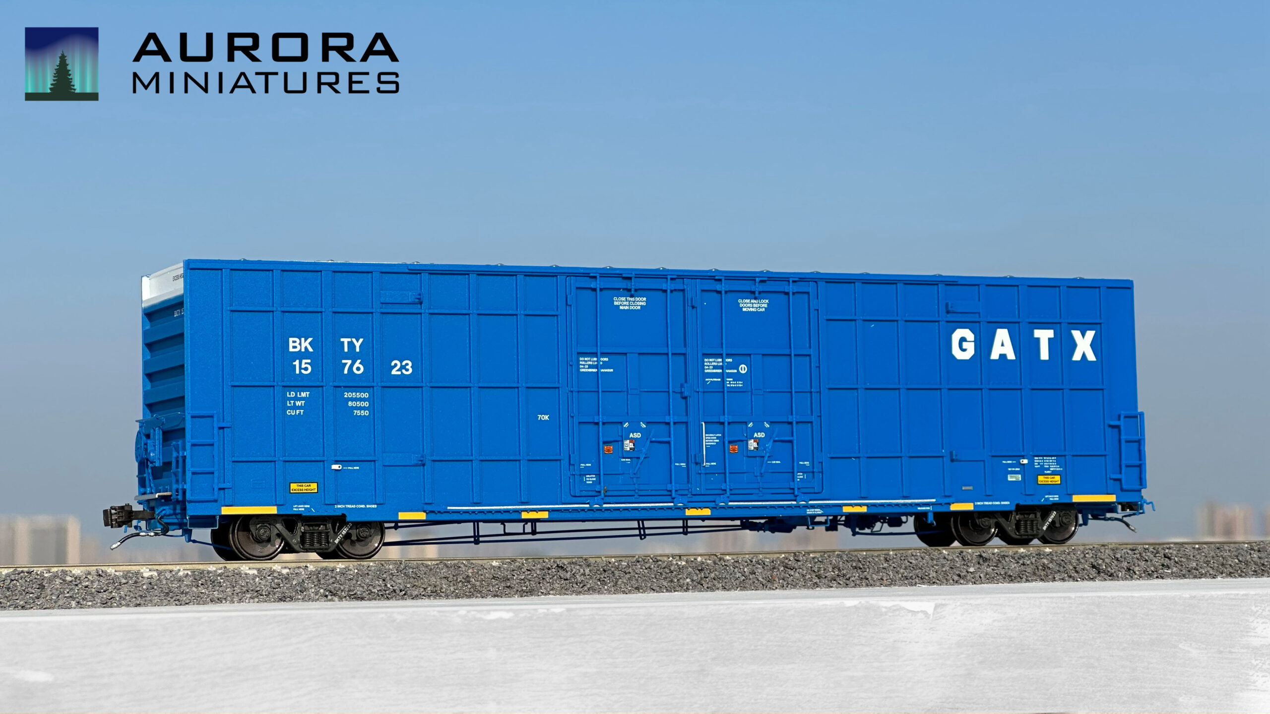 Aurora Miniatures 306037  HO Greenbrier 7550 cf 60' Plate F Boxcar, BKTY #157600