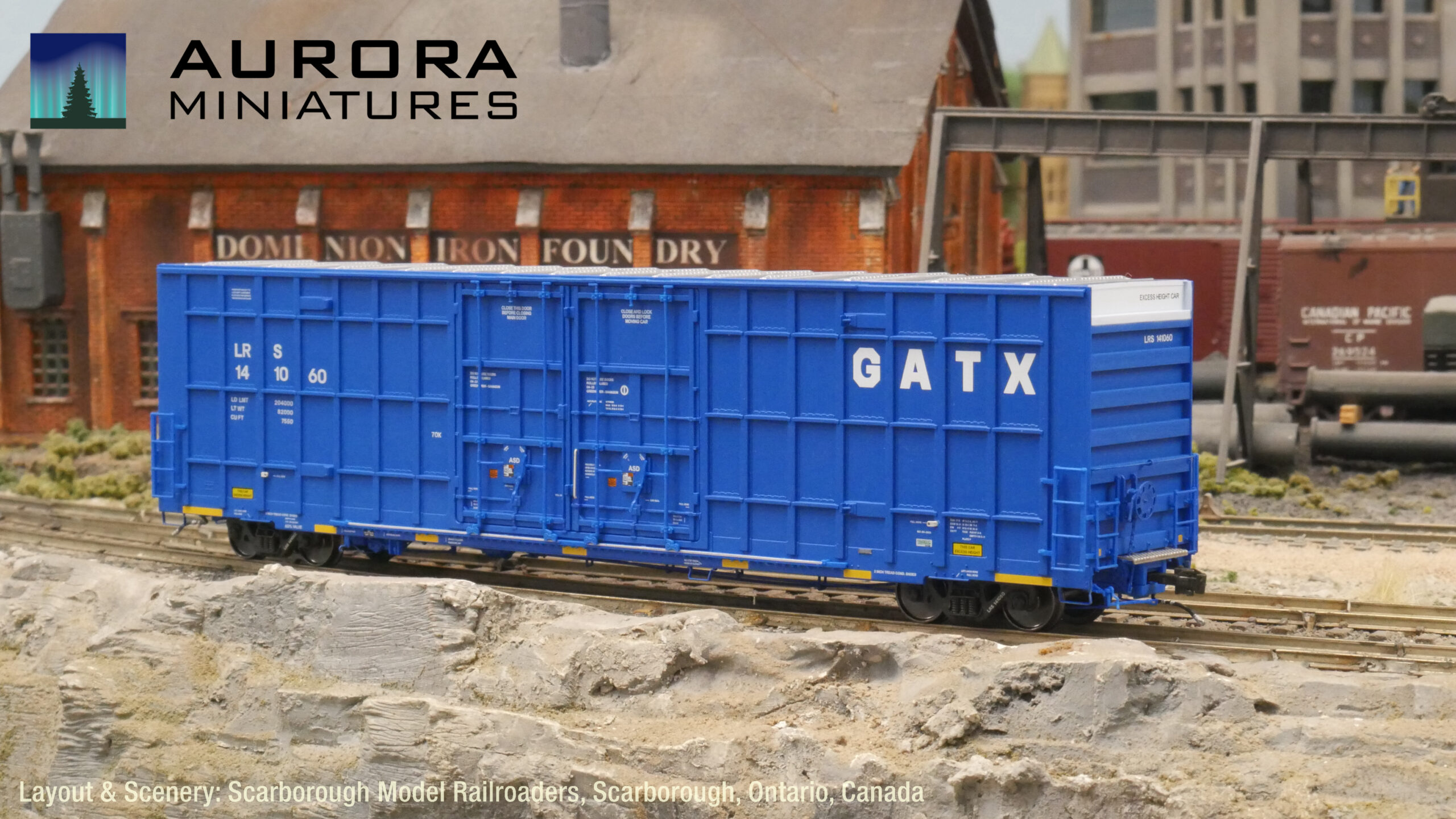 Aurora Miniatures 306043  HO Greenbrier 7550 cf 60' Plate F Boxcar, LRS #141001