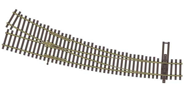Walthers Track 83068  HO Code 83 Nickel Silver DCC-Friendly Curved Turnout - 24 and 36" Radii - Right Hand