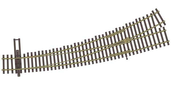 Walthers Track 83067  HO Code 83 Nickel Silver DCC-Friendly Curved Turnout - 24 and 36" Radii - Left Hand