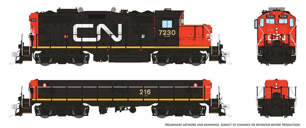 Rapido Trains 41513  HO GP9RM, Mother+Slug w/ Blomberg: CN - Early #7230 #216 (DCC/Sound)