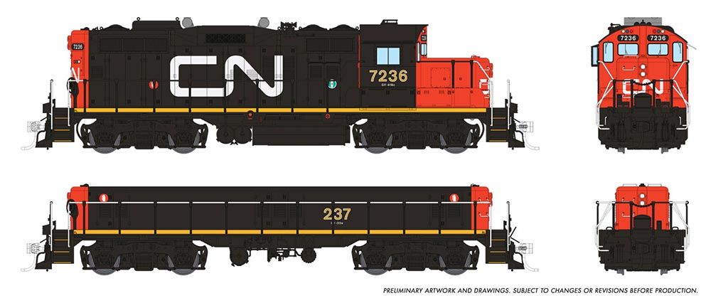 Rapido Trains 41514  HO GP9RM, Mother+Slug w/ Blomberg: CN - Early #7236 #237 (DCC/Sound)